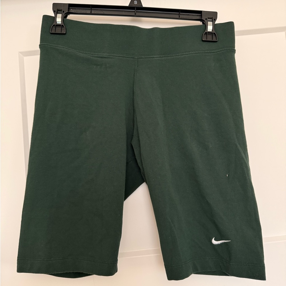 Nike Dark Green Bike Shorts with White Swoosh